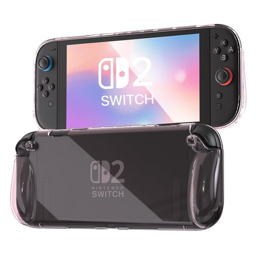 乐天商城 - Switch2ケース2025年モデル対応透明ピンクTPU素材耐衝撃・傷防止エルゴノミクス設計グリップ付きスリム保護カバーソフトカバータイプ