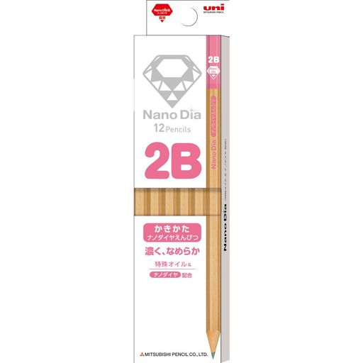 12本入 硬度:2B 重量:66g サイズ :縦47mmx横198mmx厚さ17mm ナノダイヤ配合
