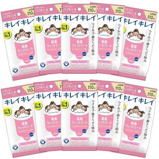 商品サイズ (幅x奥行x高さ) :95mmx150mmx165mm 原産国:日本 内容量:10枚x10個 ノンアルコールタイプ。 手・指の汚れ・バイ菌をしっかり拭き取り、除菌するウエットティッシュ。 外出先や車の中などで、いつでも簡単に手・指を除菌し、清潔にすることができる。