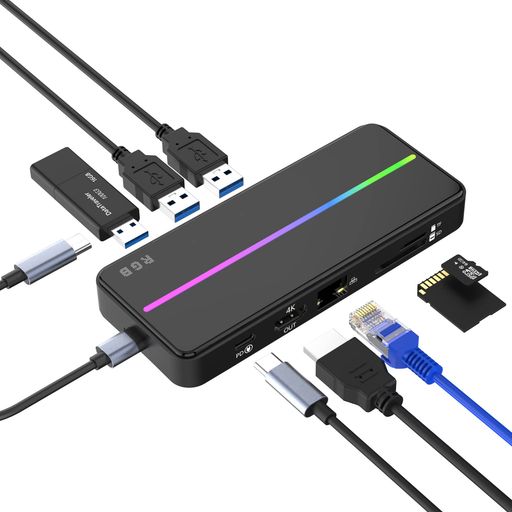 TREASLIN 8-IN-1 USB-Cハブ HDMI 変換アダプター タイプC ハブJVJ ドッキングステーション SWITCH ドック THUNDERBOLT 3/4を搭載したMACBOOK/ IPAD PRO(2018-2022 M1 M2)/