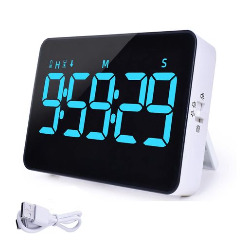 Xflyeeタイマー勉強キッチンタイマーストップウォッチデジタルLED大画面10時間カウントダウンアップ消音バイブ音量輝度調節付きマグネット付き置き掛け兼用バッテリー内蔵usb-c充電受験…