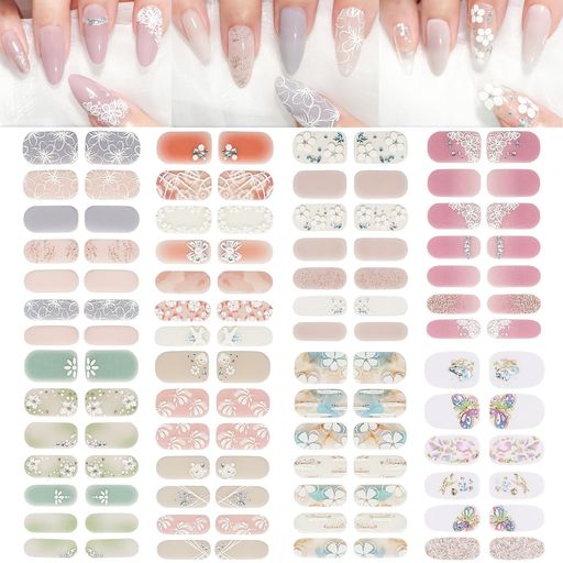 8枚ネイルシール手用ネイルステッカー手の爪長持ち3D立体感損傷のないネイルラップ手用フラッシュドリ..