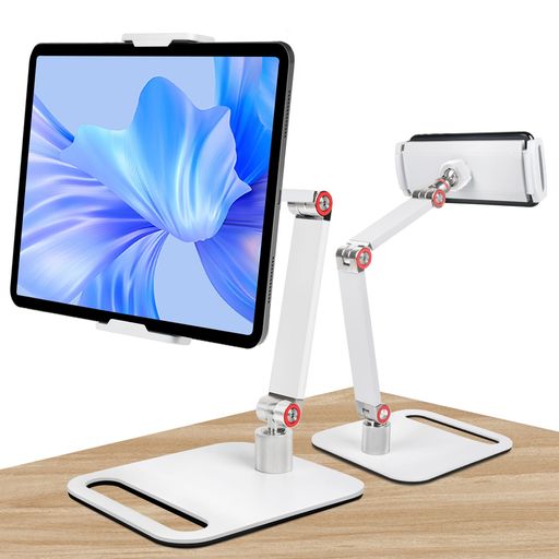 Mokastar タブレットスタンド スマホスタンド 2024最新型 安定で必ず揺れない iPadスタンド PCスタンド 卓上 アーム ベッド用 4.7〜15.6インチ 360回転 横/縦/仰向け 床置き 折り畳み固定アーム iPa…