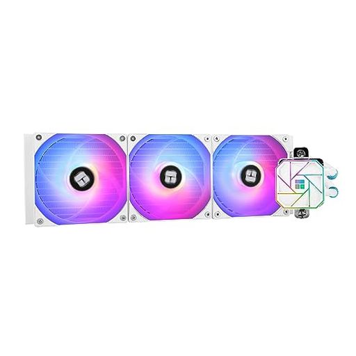 【より良い冷却】 クーラーは第四世代ポンプヘッド+ 360コールド列サイズブラックアルミフィンヒートシンクプレート+保護準備メッシュウォーターパイプ+標準構成120mm ARGBファンを採用し、一体型水冷クーラーユニットの低振動、高放熱、低蒸発、高寿命を実現します。 【優れたLED照明効果】マザーボード上の5V 3ピンとファンおよび水冷ヘッダーARGB同期を実現し、1600Wカラーソフトライト効果、豊富な光効果を提供しながら効率的な冷却、光効果シリーズとマザーボード同期をサポートし、不十分な光インターフェイスを避けることができます。 【ファンパラメータ】デュアルファンTL-C12W-S V2ファン構成、高回転1500RPMプラスマイナス10%、サイズ:120 * 120 * 25mm、ノイズ小さいか等しい23dBA、電源インタフェース:4PIN PWM、ライトインタフェース:5V/3PIN ARGB、風圧:1.53mmH2O(MAX)、風量:66.17CFM(MAX)、PWMとARGB機能付き、CPU温度に応じて自動的に速度を調整し、強力な風量と低ノイズを提供し、ARGBライトカラーは手動でライトカラーを調整することができます。