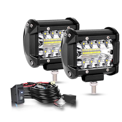 LED作業灯 12V-24V ワークライト車 12V/24V兼用 60W 集光 投光 小型 広角/狭角兼用 高輝度 IP67防水 前照灯/補助灯/車外灯/バックランプ/タイヤ灯 汎用作業灯 2個セット スイッチ付き 各車種対応 TURBOSII(4インチ)