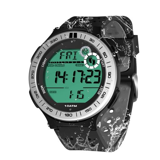 100メートル水中腕時計メンズボーイズための歩数計防水水泳腕時計ラップストップウォッチと目覚まし時計機能付き、12/24時間形式を選択可能