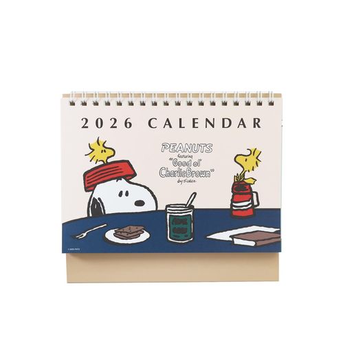 スクエアスヌーピー2026年カレンダー卓上アイボリー37PCA-3