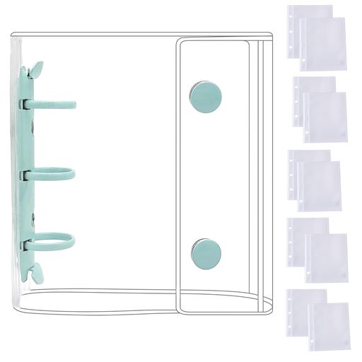 シール帳A8クリアバインダー女の子はがせる透明ファイルボンボンドロップシール対応バインダー&シール台紙3層構造(A8ブルー+透明)