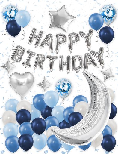 🎈【全年齢に人気誕生日飾り】🎈「HAPPYBIRTHDAY」文字ガーランド、月型の風船、星バルーン、ハートバルーンなどを用意しており、かわいいシェイプでパーティー雰囲気を盛り上げます。全年齢向けて、ご家族、友...