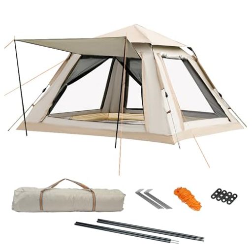 Ceriticaテントワンタッチ3~4人用三面展開前室99.99%紫外線遮断4面メッシュ窓防虫防蚊通気性PU5000mm3秒で設営簡単防風防水ワンタッチテントUVカット遮光遮熱キャンプ用品アウトドア公園ピク…