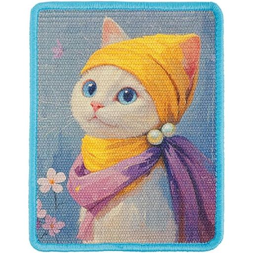 【Pawreca】猫用爪とぎボードアート風猫の絵柄天然サイザル麻壁貼り可能おしゃれインテリア油絵柄猫用..