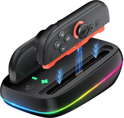 LVFANSwitch2用Joycon充電スタンド2台同時switch2ジョイコン充電ドック収納ホルダー9種のRGBライトモード搭載LEDライト付きUSB-Cケーブ..