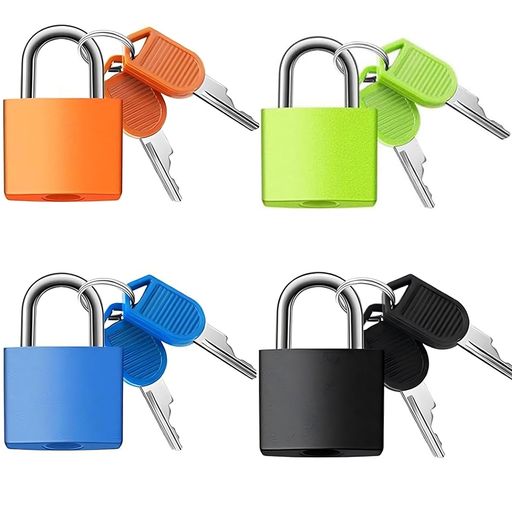 OKAWASI南京錠小型携帯型4個セットスーツケースロックスーツケースロック鍵付き荷物用南京錠盗難防止安..