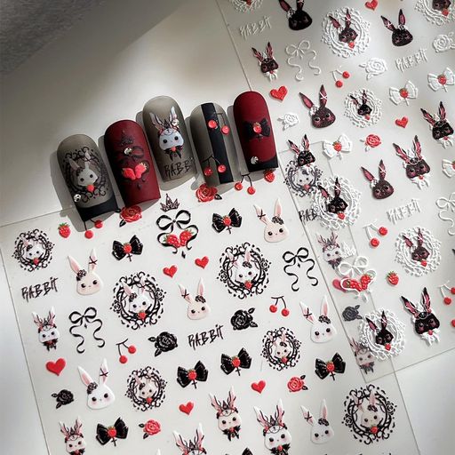 DUOLEIMIネイルシールうさぎネイルアートステッカー2枚デコシール兎3D浮き彫りDIYセルフネイル貼るだけ..