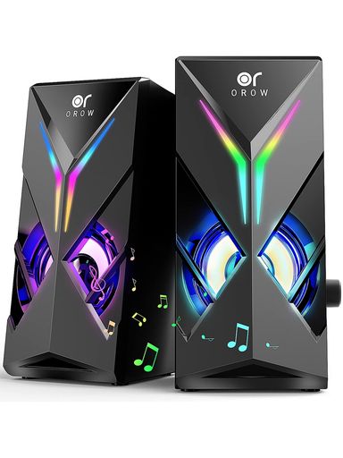 OROW PCスピーカー 10W出力 ゲーミングスピーカー デスクトップスピーカー RGBスピ...