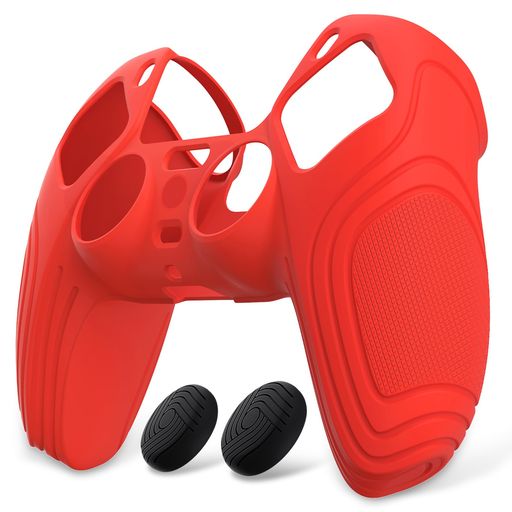 PS5コントローラー対応用に特別に設計された良質なシリコンケースカバーです。様々なデザインとカラーが選択でき、コントローラーをおしゃれに保護します。 滑り止めのシリコングリップスキンの表面は、人間工学に基づいたサムライエディションのデザインです。3D凹線は、視覚的なインパクトと楽しさをコンセプトに設計されています。先端的なグリップデザインは、激しいプレイでも滑りにくいよう設計されています。 耐久性のあるシリコンスリーブは、取り付けと取り外しが簡単で、装着後コントローラーの機能を妨げたり、ボタンやポートの使用を妨げたりすることはありません。 精密にカットされたラバーカバースキンは、コントローラーを全面的にしっかり保護し、日常の使用による傷、汚れ、落下【こぼれ、グリース】を防ぎます。 シリコンカバー1個とサムグリップキャップ一対が付き、コントローラーおよびその他の部品は含まれません。