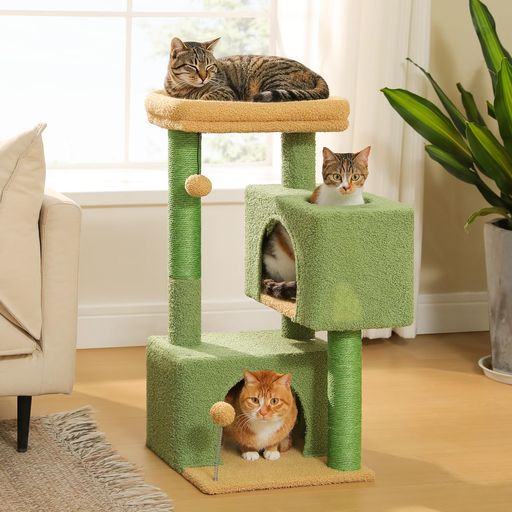 PAWZ Road キャットタワー 低い スリム 大型猫用 省スペース コンパクト サボテン 老猫用 シニア 子猫 ステップ 階段替わり 猫ケージ内 窓際 猫タワー 低め 猫爪研ぎ サイザル麻紐 据え置き …