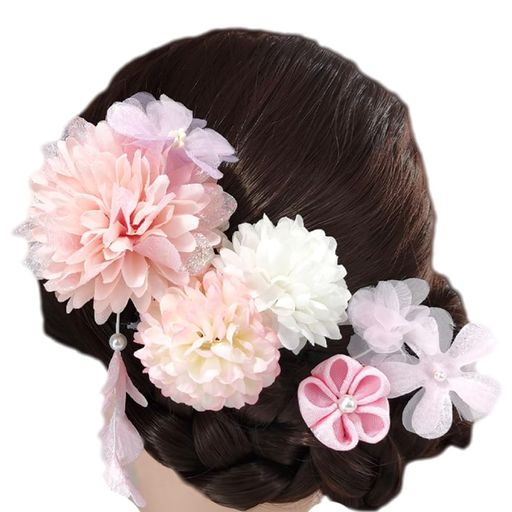 Rakuten - [QIKEJI]髪飾り花成人式髪飾りピンク七五三小物和装小物上品精緻かわいいドライフラワー謝恩会お正月衣人気卒業式和装結婚式披露宴写真影プレゼント花飾り振袖袴ヘッドドレスウエディ…