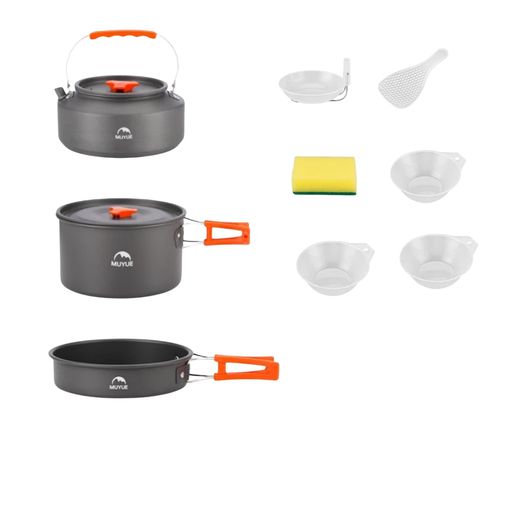 TUMECOS アウトドア用調理器具、旅行用携帯調理器具セット、ケトル、屋外での使用、鍋料理、蒸し料理、煮込み料理、その他調理器具として最適です、重ねて収納でき、お手入れも簡単、…