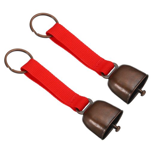乐天商城 - [PATIKIL] 1.4” x 0.9” カウベル 犬首輪用 2個 小さな大音量真鍮ベル 犬用レザーボタンストラップ付き 牛クマ 馬 羊トラッカー ノイズメーカー レッド