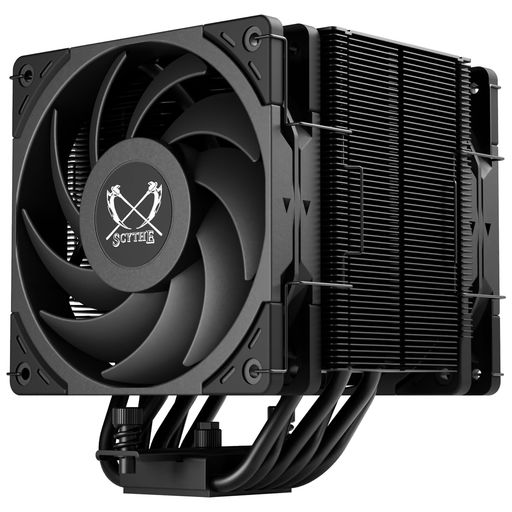 Scythe Mugen 6デュアルファンブラックエディションCPUエアクーラー、Intel LGA1700、LGA1151、AMD AM5、AM4サポート、120mm、シングルタワー、アルミニウムトップカバー(Mugen