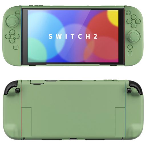 PlayVital Nintendo Switch 2(2025)対応ハードカバー 保護ケース 付けたままドックに対応 折りたたみ式スタンド&親指グリップ付き–【抹茶グリーン】