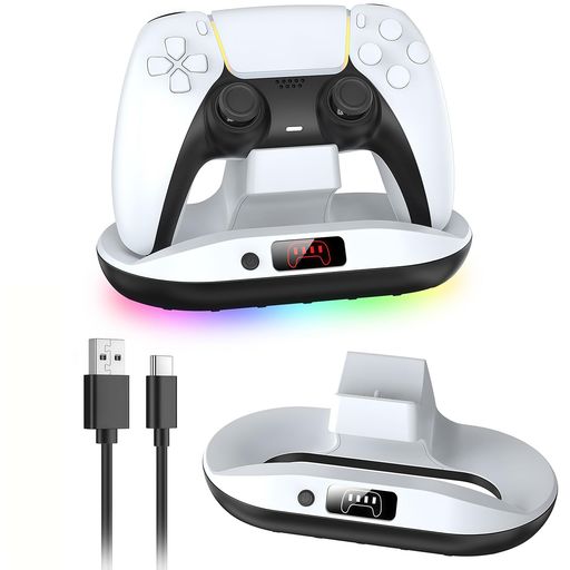 PS5用 コントローラー 充電 スタンド【2026新登場-PS5用-デジタル電量表示】 AriKroii プレステ5用こんとコントロー ラー充電器 充電収納スタンド 急速充 電 RGBライト搭載 USB-Cケーブル付属 過…