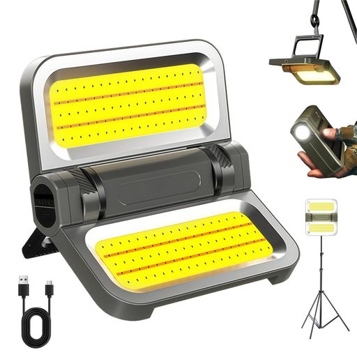 【高輝度LED】2000ルーメンの明るさと3000-7000Kの白色光で、夜間の視認性を大幅に向上させる高性能ライトです 【多機能設計】折りたたみ式ソーラーランタン、マグネットベース、1/4インチネジアダプター付きで様々な用途に対応 【バッテリー性能】リチウムイオンバッテリー内蔵で、Type-C対応。5000mAhの大容量で長時間使用可能 【コンパクト設計】重量わずか256グラム、サイズは14x10.5x3センチ軽量コンパクトボディ 【防水仕様】アウトドアや緊急時の使用に適した防水設計で、キャンプや釣り、夜間作業など幅広い場面で活躍 【ご注意】本製品は非常に強い光を放ちます。光源を直接見つめないでください。※本製品は高輝度設計のため長時間連続使用されますと、発熱を伴う場合がございますが、耐熱構造を採用しており、発火や爆発の危険はありませんので安心してご使用ください。