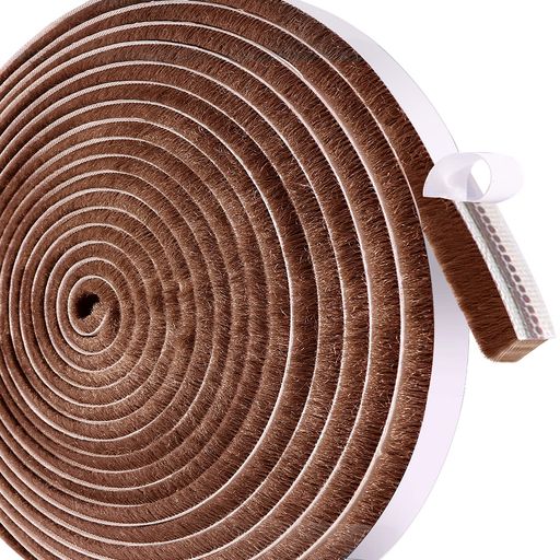 Leobro 隙間テープ すきまモヘアテープ 12mmx6mmx10m ブラウン 毛足長い 超ロング モヘアすき間シール 虫よけすき間テープ 網戸用 玄関 ドア 窓 サッシ用 隙間対策