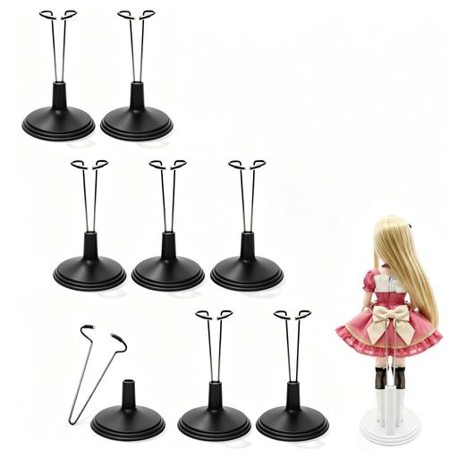 【8個入り】 ドールスタンド ぬいぐるみ スタンド 高さ7~9cm調整 フィギュア スタンド 人形用台座(ブラック)