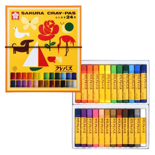 【セット色】24色セット 【特長1】のびのびと自由に描けるように作られたクレパス 【特長2】均一なやわらかさなので、混色・重色が自由にできる 【特長3】子どもたちの手に合わせた太さとやわらかさ/折れにくく、面塗りも線描きも自由自在 【単品サイズ】Φ11x71mm/本