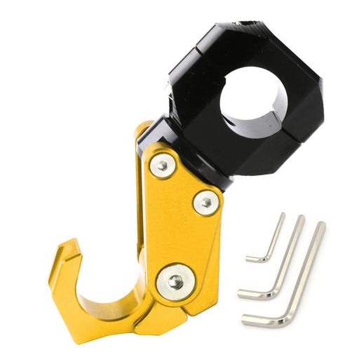 DGYACHORコンビニフックバイクハンドルバーフックオートバイヘルメットフック小物置く荷物掛け耐久性CNCアルミ22mm汎用パートゴールド