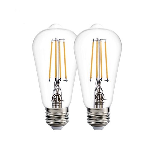 26 mm Cfl - DusktoDawnLEDライト電球、フォトセルセンサー電球、自動オン/オフ、ST58ST1960Wエジソン交換、E268W800lm、温白色2700K屋外壁照明器具用ガーデンガレージポーチ用2個パック
