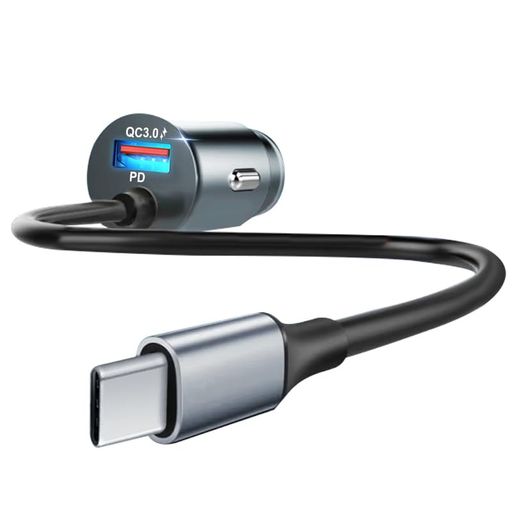 【60W/急速充電】IDOLCOカーチャージャーシガーソケットUSB&USB-C車載充電器【PPS33w/PD30w+QC30W】超小型12V/24V車対応タイプcケーブル付き一体型車の充電器iPhone17/Air/16/15