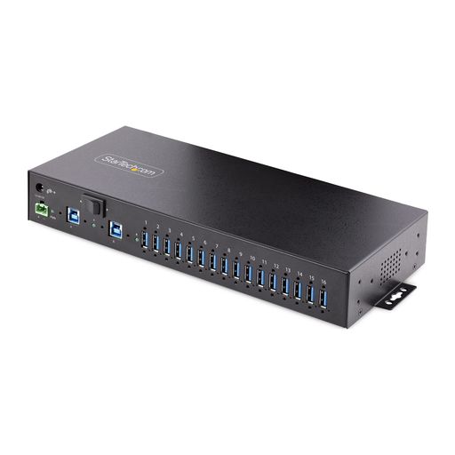 StarTech.comUSB3.0ハブ/16ポート(16xUSB-A)/産業用メタル筐体/最大120W共有/ESD保護/PC2台切換/DIN・壁面・ラックマウント/工業用・業務用/Type-A拡張増設USBマルチポートスプリッター
