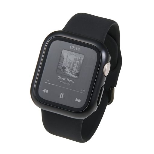 乐天商城 - エレコムAppleWatch保護ケース40mm[AppleWatchSE3/SE2/SE対応]フルカバーメタリックデザインプレミアムガラス10H光沢指紋防止飛散防止ブラックAW-25EFCGPBK