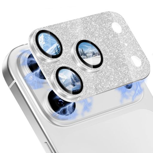 CeiBandカメラフィルムiPhone17ProMax対応レンズカバーアイフォン17プロマックス用カメラ保護アルミ合金縁取り+強化ガラスキラキラレンズ保護フィルム高透過率露出オーバー防止全体保護カメ…