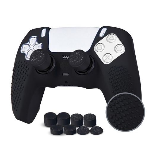 JYXETOV PS5 コントローラー カバー + 収納バッグ(27オプション)、無料の8ボタンキャップ、シリコーン保護、オリジナルの充電器で充電できます、滑り止めデザイン、両面印刷パターンに適し…