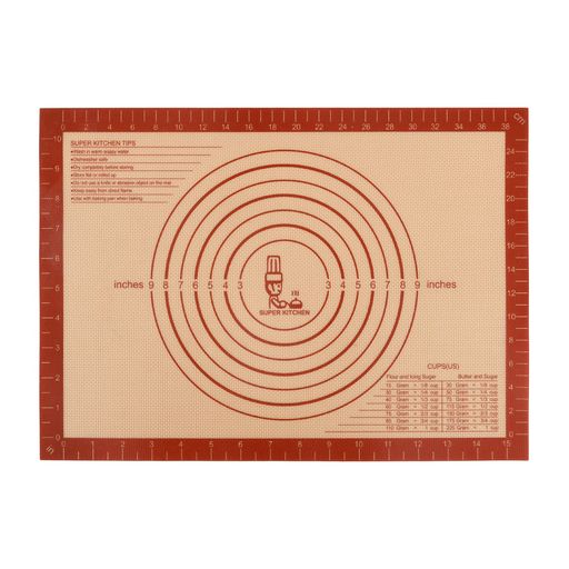 Rakuten - SUPERKITCHENクッキングシートオーブンシートクッキングマット製菓マット食品級シシリコンマットキッチンパン/クッキー/ピザベーキングマット電子レンジ対応耐熱プレースマット(赤42x30cm)