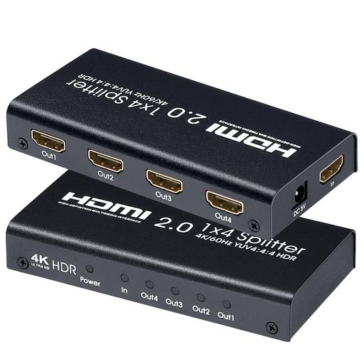 Rakuten - ELEVIEWHDMI分配器スプリッター1入力4出力4K/60HzHDMI2.0/HDCP2.2対応18Gbps4ポート同じ映像を4画面同時出力PS4/PS5/FireTVに対応AC電源アダプター付きEHD-820N