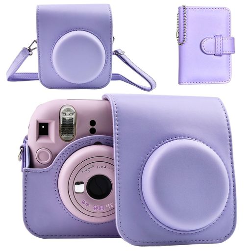 Mini12カメラケース&アルバムセット|富士フイルム Instax Mini 12 インスタントカメラ対応|調節可能なショルダーストラップ付きPUレザー保護ケース&32ポケットアルバム|写真愛好家へのギフト (…