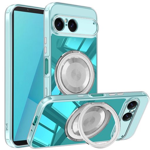 乐天商城 - ZHIYIJIAXperia10VII用ケースクリアカバー360度回転スタンド透明TPU+PCスマホリング付きスタンド機能エクスペリア10vii保護ケース折り畳み角度調整滑り防止(ホワイト)