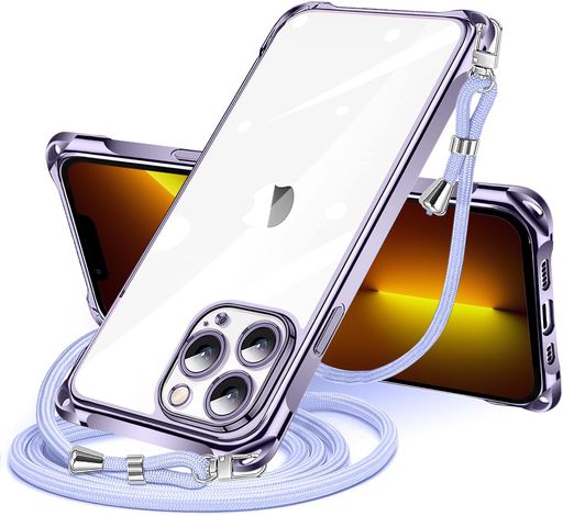 Rakuten - NISIILNGiPhone12Pro用ケースクリアショルダーiphone12proスマホケースアイフォン12Proカバー肩掛け斜めかけ縄掛けケース透明TPU薄型軽量耐衝撃紐付き斜めがけ織りストラップ付き