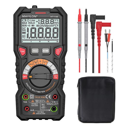 乐天商城 - ANRISテスターデジタル20000カウントマルチメータHT118E検電自動レンジAC/DC電流AC/DC電圧温度真の実効値静電容量ダイオード周波数抵抗導通NCV非接続電圧LIVEワイヤ測定日本語説明書