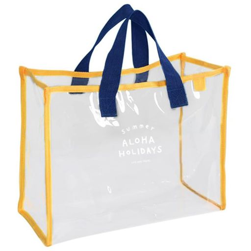[YFFSFDC]プールバッグビニールバッグ透明ビーチバッグ33x27x13cmウォータープルーフバッグアウトドア用透明バッグ大容量手提げバッグ旅行/温泉/水泳用(ブルー・イエロー)