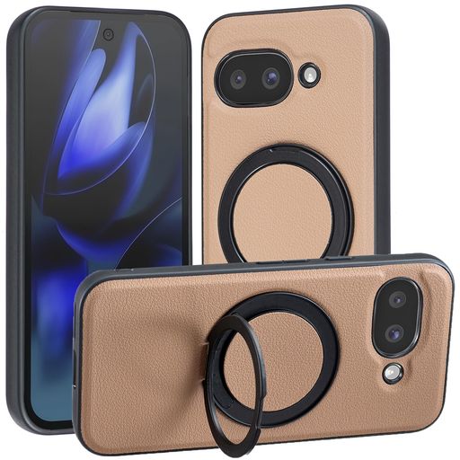 Rakuten - 【Lanfyo】GooglePixel9A用ケース360°回転マグネットスタンド内蔵グーグルピクセル9AスマホケースPUレザーマット指紋防止全面保護耐衝撃pixel9aカバー(カーキ色)