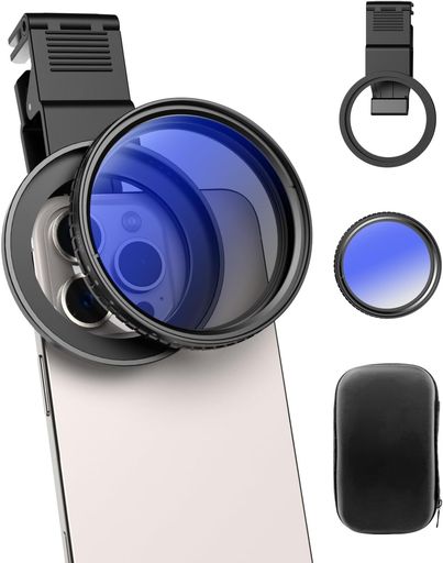 APEXELレンズフィルターNDフィルター67mmND2-32可変NDフィルタースマホ用グリップキット付き自在に減光量調整スローショット一眼レフカメラも対応Phone16/16Pro/15iPhoneAndroidなどに対応