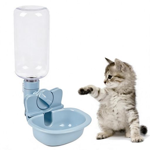 DFsuccesペット給水器犬猫水飲み器取付型水飲みペットボトル使用可能ウォーターボトル電源不要自動軽量便利お留守番対応熱中症を防ぐ転倒防止漏れ防止ペット用品(青い(ボトルなし))