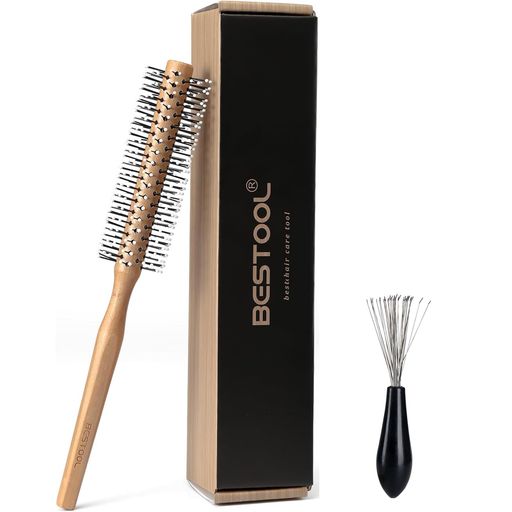 Rakuten - BESTOOLロールブラシヘアブラシロールくし木製櫛ヘアケア高級コームレディースメンズブローカール巻き髪耐熱人気艶髪美髪ケア(木の色)