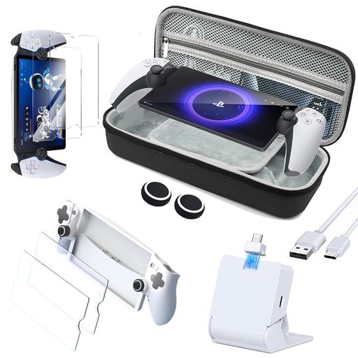 PS Portal 用収納ケース【新登場-7in1】PS Portal 用充電スタンド+収納バッグ+PS Portal 用保護カバー+PS Portal 用サムキャップ+PS Portal 用リモートプレーヤー用ガラスフィルム用 収納ボックス バッグ